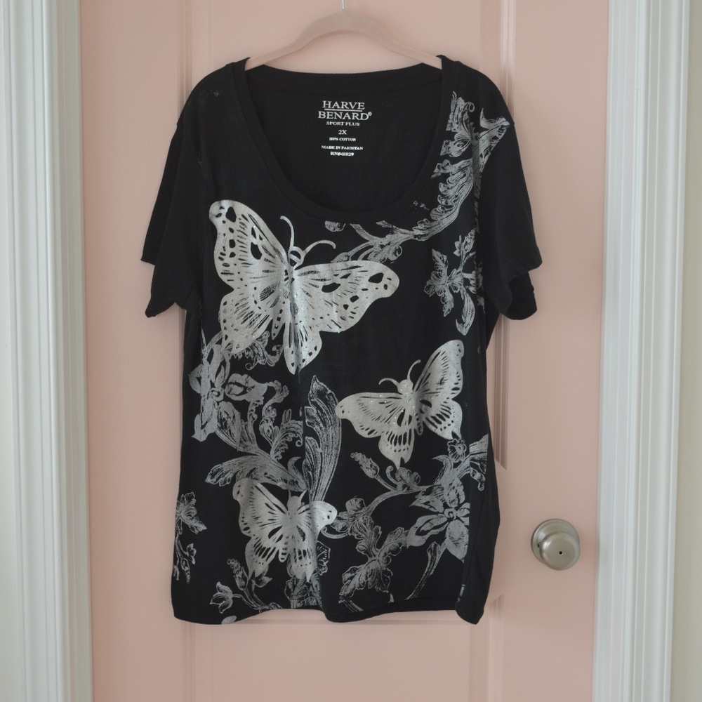 Rhinestones Butterfly Graphic Short Sleeve Tee
